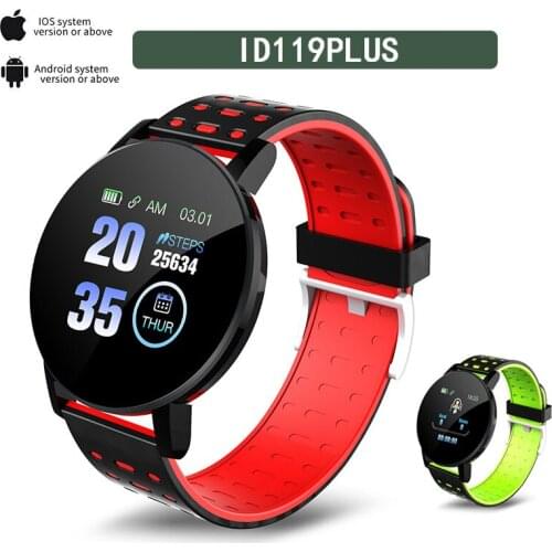 Fashion Men Watch 119Plus Bluetooth Connection Waterproof Smart Bracelet Color Touch Screen Watches Heart Rate Monitor Sports