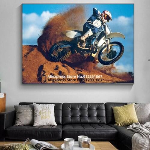 Motocross Rider Motocross - Desert Motorcycles Sport Poster Racer Modern Canvas Painting Boys Home Art Wall Decor Room Decor