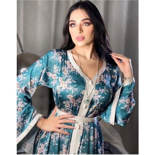 Muslim Silk Abaya V Neck Jalabiya Dress Kimono Hijab Robe Gowns African Dashiki Bazin Niqab Eid Ramadan Islamic Musulman De Mode