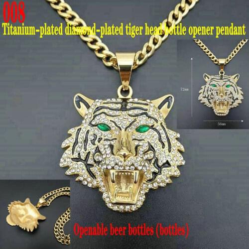 Mens stainless steel pendant Tiger head corkscrew pendant Lion head pendant Leopard head pendant Corkscrew pendant