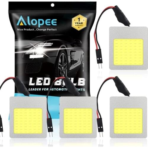 4-Pack COB 48-SMD LED Light for Auto Car Interior Lighting Panel Dome Map Roof Ceiling Bulb 12V-18V with 4 X T10 Festoon Adapter