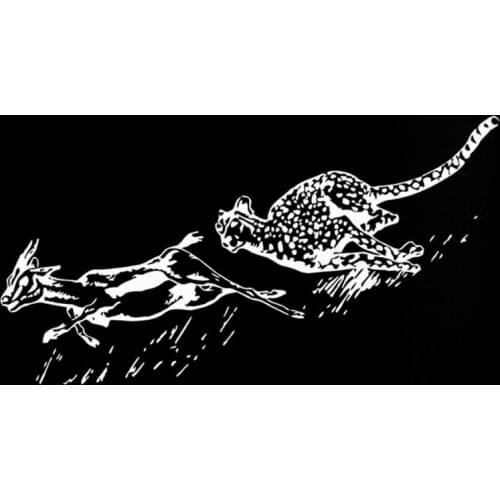 Cheetah hunting pattern sticker high quality car window decoration personality pvc waterproof decal black/white, 25cm*13cm