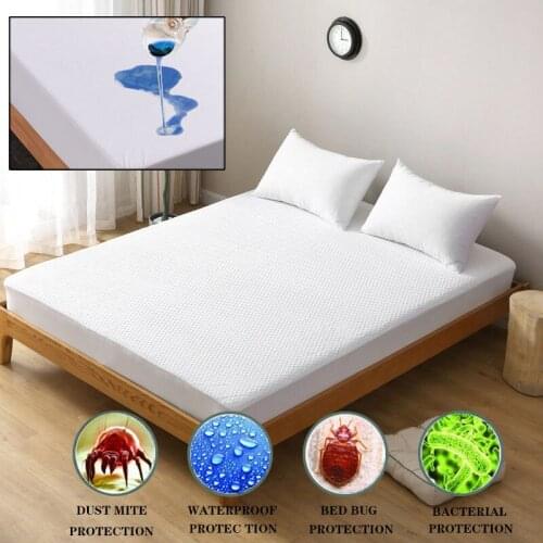 Mattress Cover Waterproof Anti-mite Skin-friendly Breathable Washable Bed Cover White Soft Comfortable Adult Children Bedding
