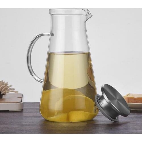 New Duckbilled Stainless Steel Lid Heat-resistant Household Glass Water Jug with Handle Large Capacity Homemade Juice Pot