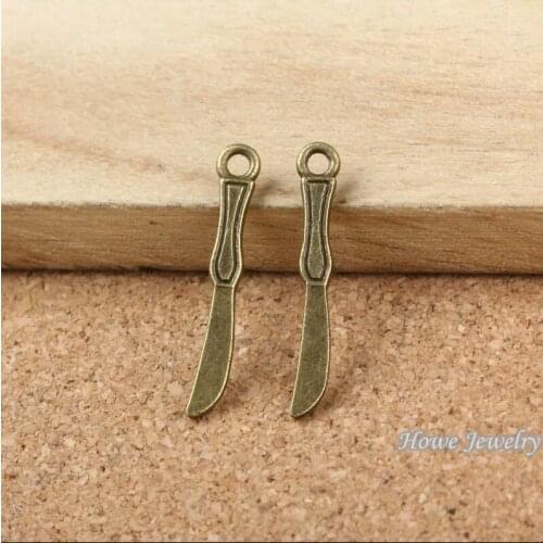 Wholesale 250 pcs Vintage Charms Knife Pendant Antique bronze Fit Bracelets Necklace DIY Metal Jewelry Making 10100