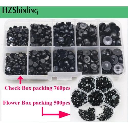 Wholesale Boxed Toy Doll Accessories Plastic All Black Flat Bottom Eye Art Bean Eyes All Black Screw Eyes Boxed DIY Accessory