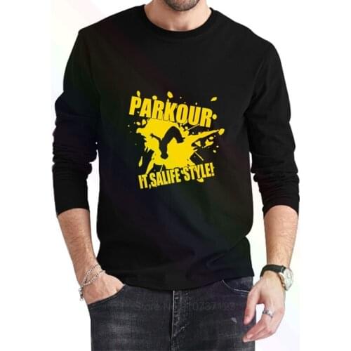 Parkour Its A Lifestyle Logo Classic Black T-Shirt 2021 Newest Summer Mens Long Sleeve Popular Tees Shirt Tops Novel Unisex