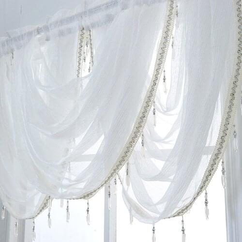 Sheer Valance Curtain White 57x37 inch Rod Pocket Window Curtain Voile Curtain
