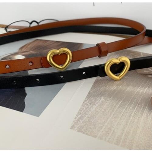 Hot Sale Fashion High Quality Retro Women Genuine Leather Belts Vintage Golden-Heart Buckle Elegant Straps Jeans Waistband42001