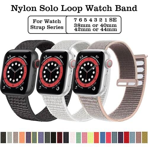 Nylon Solo Loop Strap For Apple Watch Band 38mm 40mm 42mm 44mm Correa Waterproof Breathable Watch Belt Series 7 6 5 4 3 2 1 SE