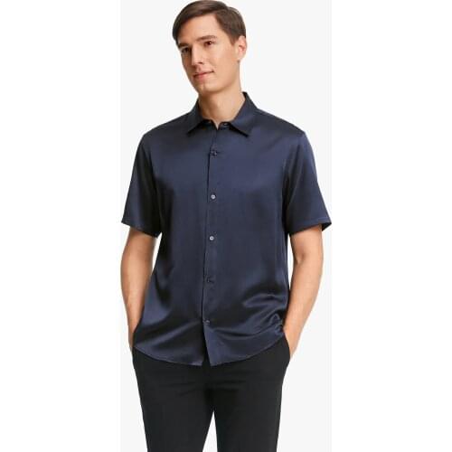 Luxury Short-Sleeved 19MM Pure Silk Shirt For Men Short-Sleeved T Shirt