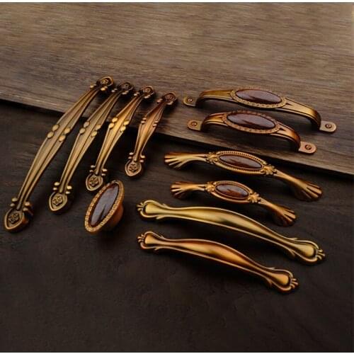 Antique Bronze Cabinet Handles And Knobs Vintage Drawer Cupboard Knobs Wardrobe Door Handles European Furniture Handle Hardware