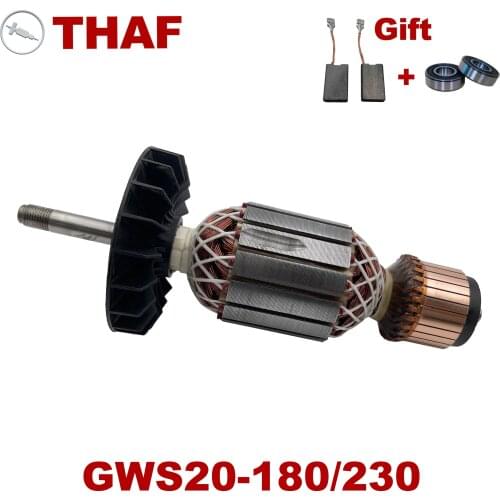 Free Bearing & Carbon Brush！AC220V-240V Armature Rotor Anchor Stator replacement for BOSCH Angle Grinder GWS20-180 GWS20-230
