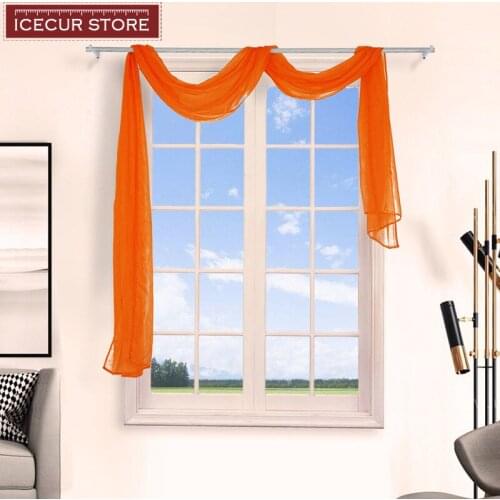 ICECUR Hot Sale Multi Color Window Scarf Curtain European Style Valance Curtain for Living Room Kitchen 21 Colors sheer tulle