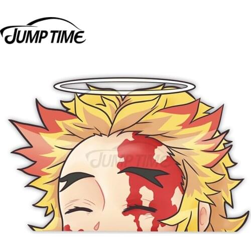JumpTime 13 x 7cm Demon Slayer Rengoku Peeker Decal Windshield Refrigerator VAN Car Stickers Personality Cartoon Vinyl Car Wrap