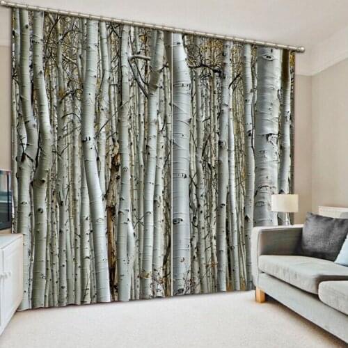 High quality custom 3d curtain fabric white curtain forest curtains