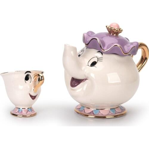 Japanese Version Of Beauty And Beast Teapot Ceramic Gold Plated Teapot Mrs. Potts Chip