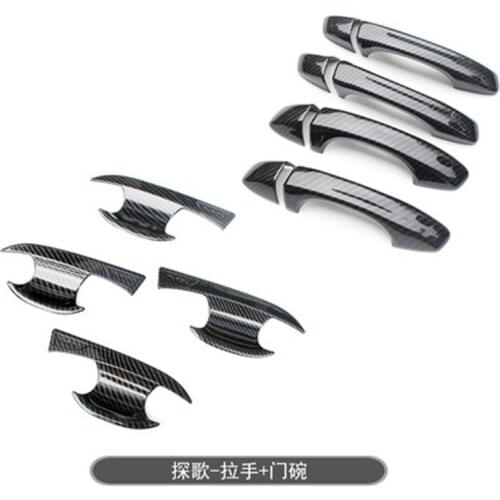 ABS Carbon fiber car Door handle Protective covering Cover Trim Door Handle Car styling for Volkswagen T-ROC 2018 2019