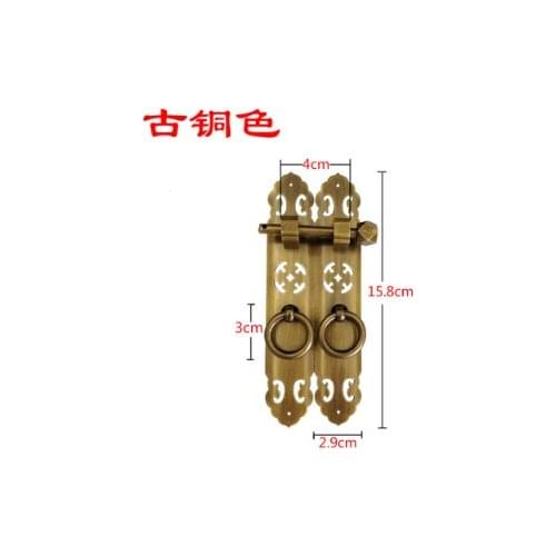 04Chinese style pure Brass Antique classic double door shoe clothing wine book cabinet door engraved straight bar handle