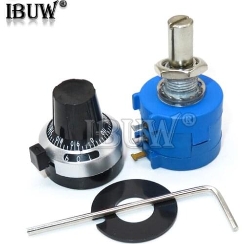 1Set 3590S Precision Multiturn (1PCS Potentiometer 10 Ring Adjustable Resistor+1PCS Turns Counting Dial Rotary 6.35mm Knob)