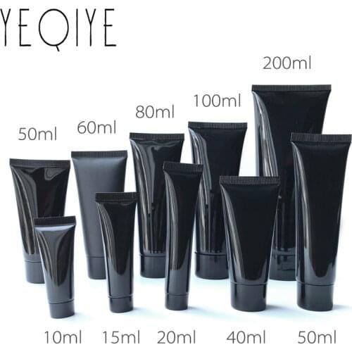 【30PCS】10/15/20/30/50/60/80/100/120g/200ml Black Plastic Soft Bottle Cosmetic Facial Cleanser Cream Squeeze Tube Lotion Bottle