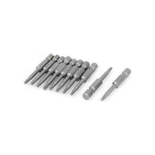 T10 Type 1/4" Hex Shank 50mm Magnetic Torx Screwdriver Bits Adapter 10pcs