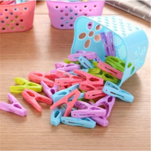 30PCS Plastic Laundry Clothespins Decorative Clothes Pegs Clothespin Storage Organizer Towel Washing Clips Large With Basket