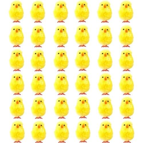 36Pcs Yellow Chick Mini Simulation Easter Lovely Artificial Home Decoration Toys Plush Chicken Gift for Children
