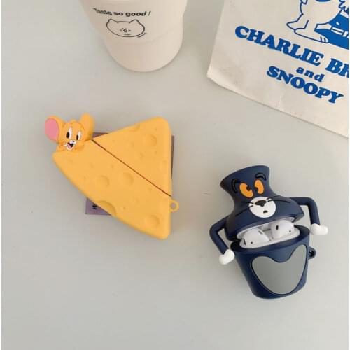 3D Cartoon Cat Mouse Case for Airpods1 2 Protective Cover for Airpods Pro Wireless Bluetooth Headset Shell Silicone Cute Ins