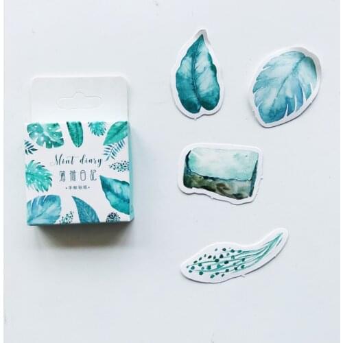 45PCS /Box Summer Cool Mint Leaf Paper DIY Decorative Stickers