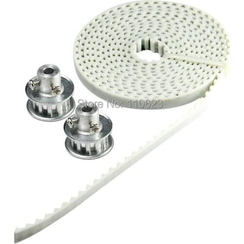 5M Long 7mm wide PU Timing belt And 2pcs Aluminum T5 12 tooth pulleys for Reprap Mendel 3d printer