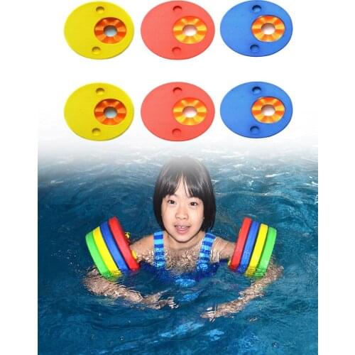 6PCs/ Pack EVA Foam Swim Discs Arm Bands Floating Sleeves Inflatable Pool Float Board Baby Swimming Exercises Circles Rings