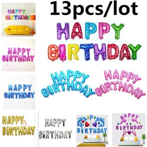 Avaton 13pcs/lot Happy Birthday balloons Party Decoration balloon Foil Baloon Baby kids air Alphabet Aluminum Letters Ballons