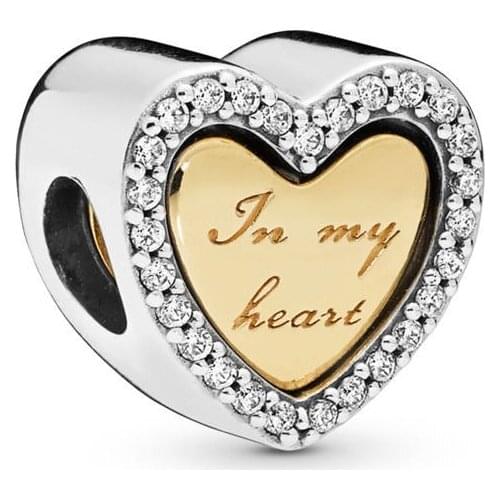 Free Shipping Authentic 925 Sterling Silver Shine In My Heart Charm Fit Original Pandora Bracelet For Women DIY Jewelry Bead