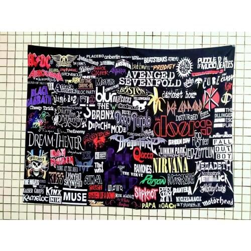 Large Rock and Roll Band LOGO Collection Metal Music Posters Wall Art Flag Banner Tapestry Canvas Painting Home Decor 150X200 CM