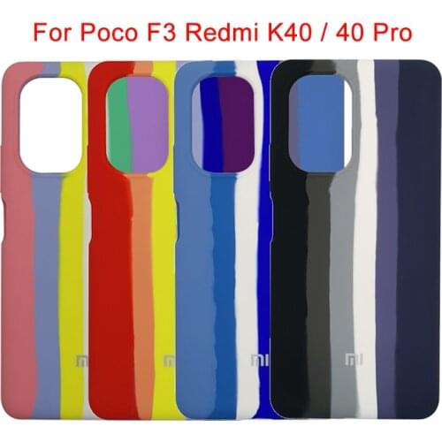 F3 Case For Xiaomi Mi POCO F3 Silky Soft-Touch Liquid Silicone Rainbow Protective Cover Shell For Mi Poco F3 Redmi K40 Pro Case