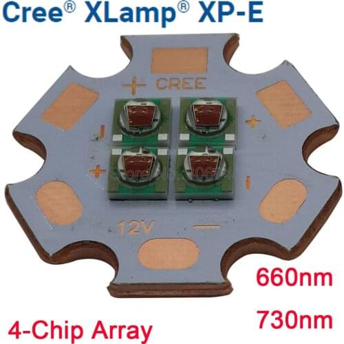 Cree XPE XP-E 4-Chip 10W Photo Red 660nm Far Red 730nm LED Emitter Bulb 4-LED Multi-chip LED Array with 20mm Cooper PCB