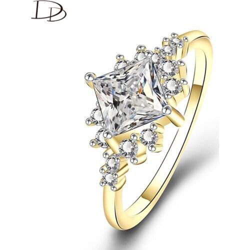 Dodo Square Aaa Cubic Zirconia Charms Bridal Wedding Engagement For Women Wear Fashion Rings Gold Color Jewelry