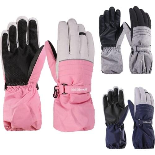 Double-layer Winderproof and Waterproof Children Ski Gloves Winter Plus Velvet Thickening Anti-slip and Wear-resistant Gloves