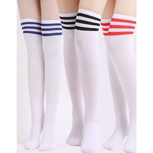 Striped Long Socks Thigh High Over The Knee Socks for Women Autumn Winter High Elastic Cotton Knitting Sexy Stocking Female