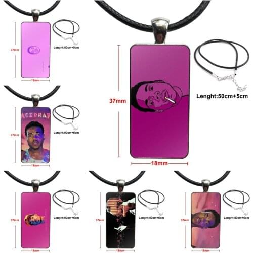 For Girls Gifts Acidrap Chance The Rapper Good Glass Cabochon Choker Pendant Rectangle Necklace Steel Color Jewelry