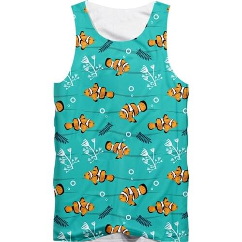 IFPD EU Size Fashion 3D Tank Top Clownfish Print Casual Plus Size Sweatshirt Mens Casual Fitness Sleeveless Shirt Drop Ship
