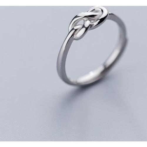 MloveAcc 925 Sterling Silver Rings for Women Adjustable Knot Fashion Accessoires Ladies Finger Rings Jewelry