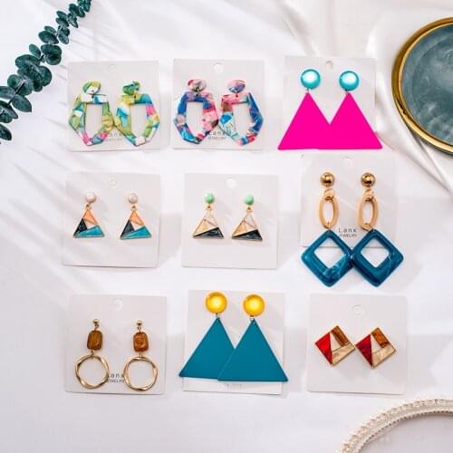 Korean Earrings Bohemia Dangle Drop Earrings For Women Statement Geometric Acrylic Female Earring Wedding 2020 Fashion Jewelry