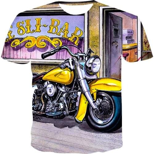 2021 Summer MenS T-Shirt, Abstract And Abstract 3d Motorcycle Cartoon, Streetwear