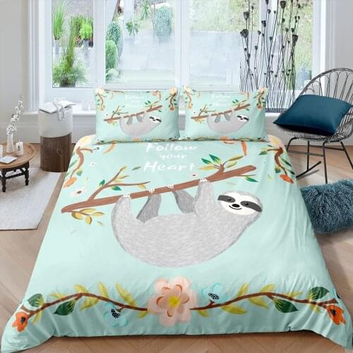 Cute Sloth Bedding Gamepad 2/3 Piece Boys Bed Cover Butterfly Dinosaur Horse Girls Bedroom Decor Quilt Cover Single Double Queen