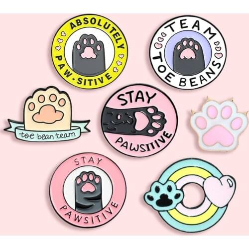 Fashion Personality Cat Paw Badge Cartoon Cute Pink Puppy Paw Enamel Brooch Creative Fun Lapel Backpack Jewelry Accessories Gift