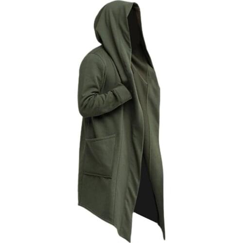 Fashion Hoodie Mens Coat Oversize Hooded Solid Color Cardigan Jacket Trench Coat for Autumn