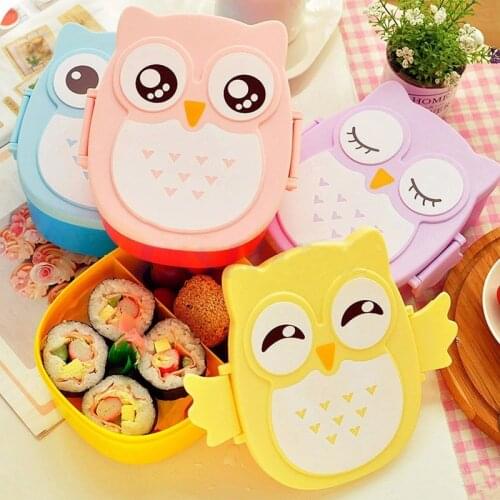 Cartoon Owl Lunch Box Food Container Storage Box Portable Kids Student Lunch Box Cute Bento Box Container With Compartments