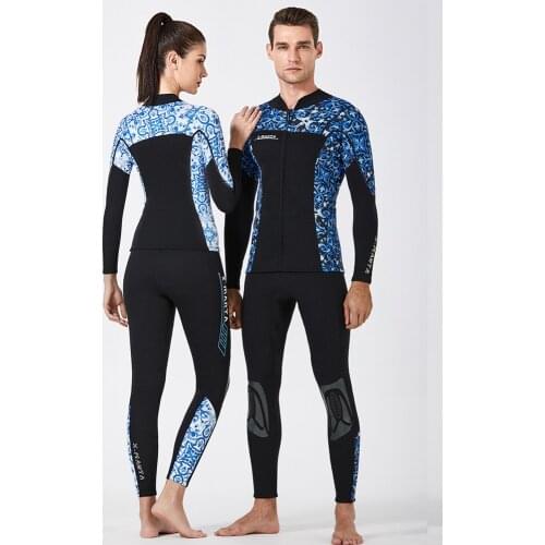 Premium Neoprene 3mm Wetsuits, Mens Diving Suit for Dive Scuba Surfing Snorkeling Swimming Two Piece Top Bottom Zip Up Jacket